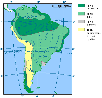 Opady w Ameryce Południowej